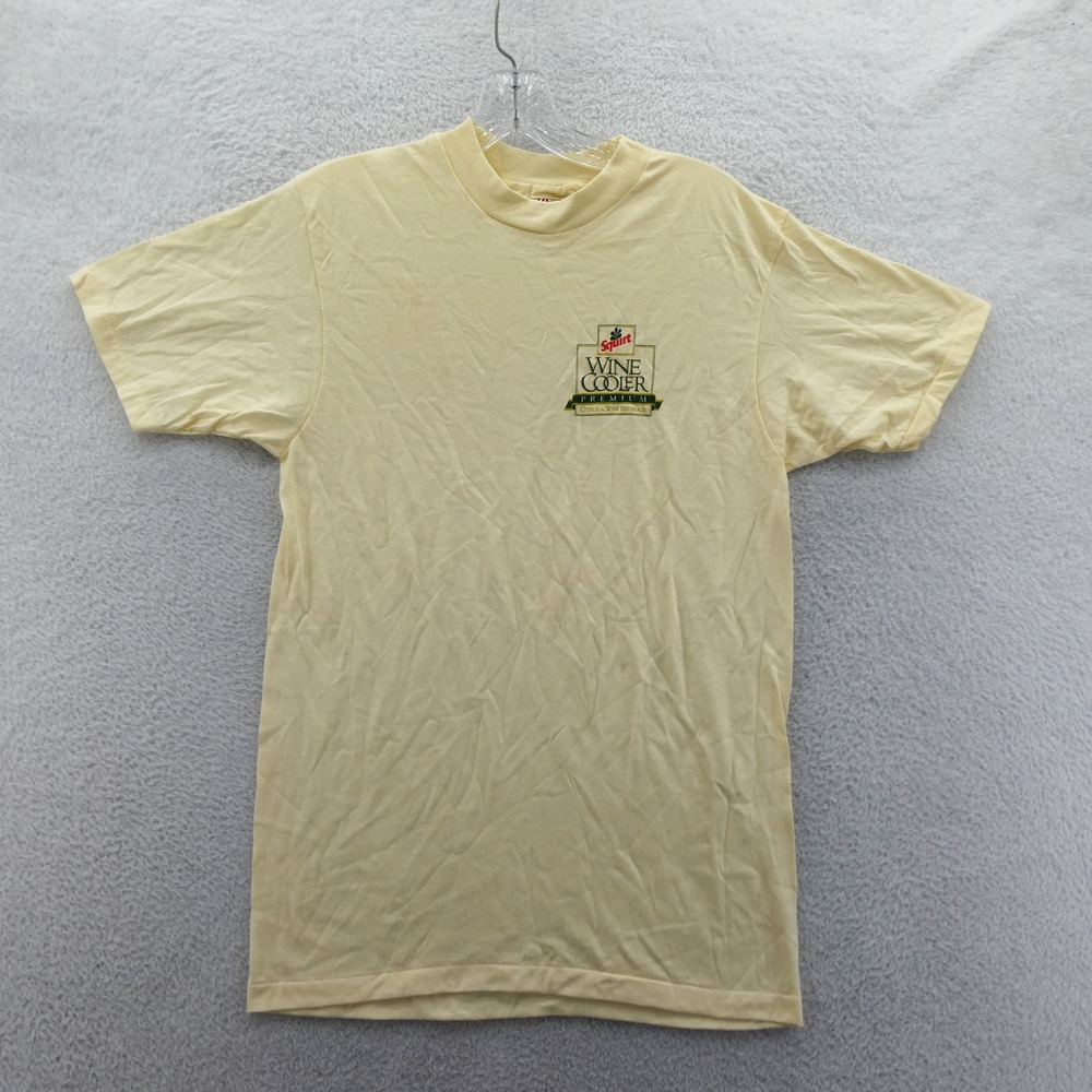 Hanes T-Shirt Womens Medium Squirt Wine Cooler Yellow Vintage 80s Cotton Blend